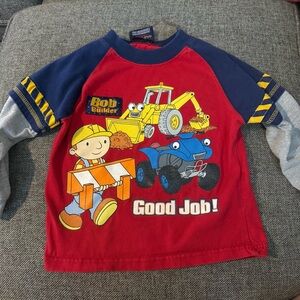 Vintage Bob The Builder Long Sleeve Shirt Red 3T Toddler Boys